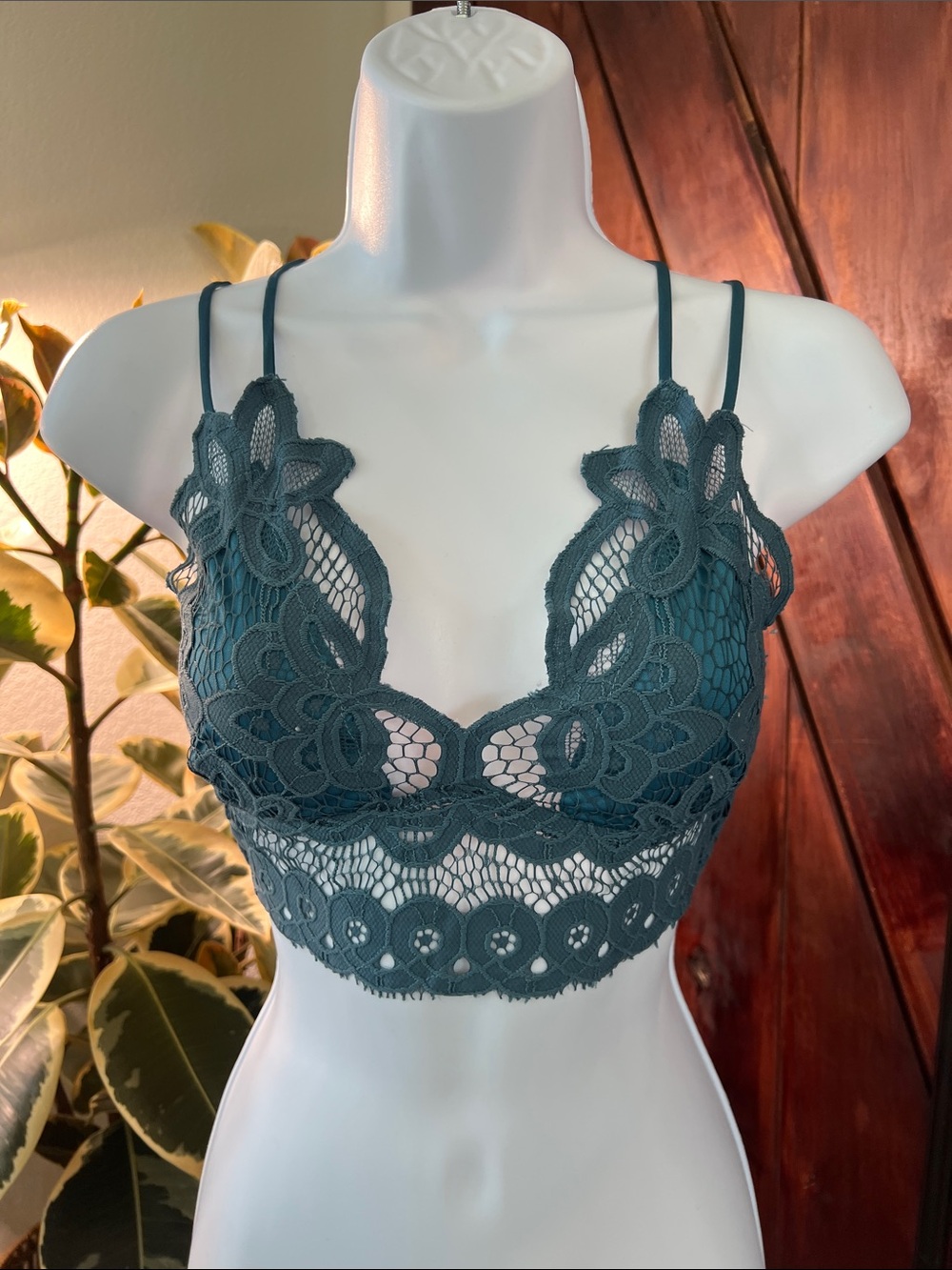 Lace Bralette Crop Top - Teal